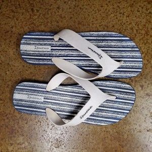 Flip Flops Size 13/14 Thong Sandals Blue White Stripes Mens Ipanema Grendene